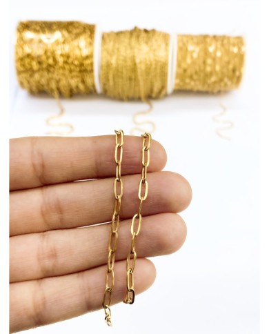 Çelik Ataç Zincir Kolye Bileklik Altın Renk 4x8mm - 1m