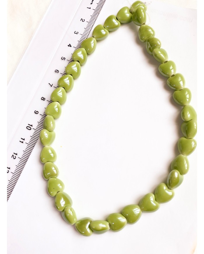 İpe Dizili Seramik Boncuk Turuncu Kalp 10mm - 1 Dizi