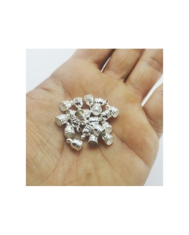 9mm Huni Boncuk Kapak - Boncuk Şapkası -  Gümüş - 10 Adet