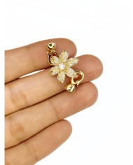 Pirinç Zirkon Taşlı Kapamalı Çiçek Uç - 1 Adet