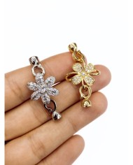 Pirinç Zirkon Taşlı Kapamalı Çiçek Uç Sarı - 1 Adet