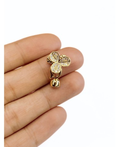 Pirinç Zirkon Taşlı Kapamalı Çiçek Uç - 1 Adet