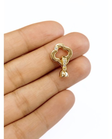 Pirinç Zirkon Taşlı Kapamalı Yonca Uç - 1 Adet