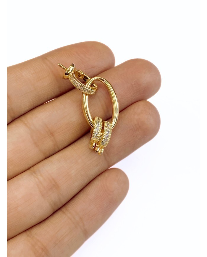 Pirinç Zirkon Taşlı Oval Uç - 1 Adet