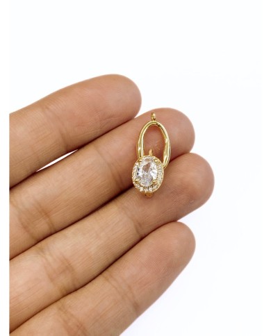 Pirinç Zirkon Taşlı Oval Uç - 1 Adet