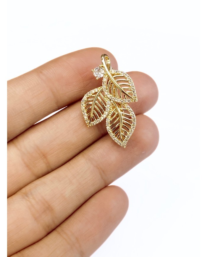 Pirinç Zirkon Taşlı Yaprak Uç - 1 Adet