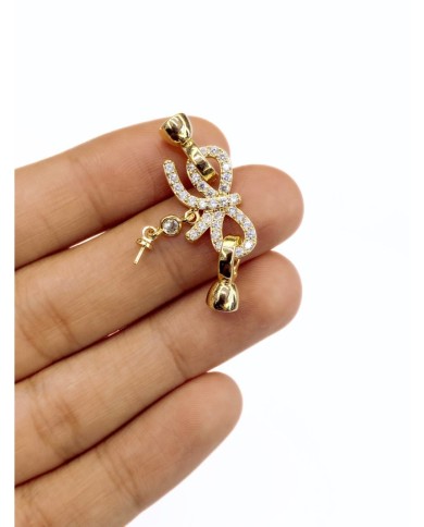 Pirinç Zirkon Taşlı Kapama Kurdale Uç - 1 Adet