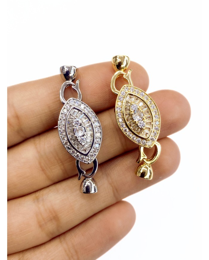 Pirinç Zirkon Taşlı Kapamalı Nazar Göz Uç Sarı - 1 Adet