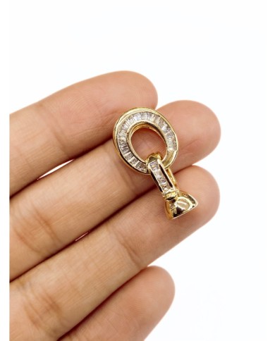 Pirinç Zirkon Taşlı Kapamalı Oval Uç - 1 Adet