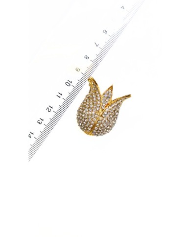 Zamak Şeffaf Kristal Taşlı Lale Model Tesbih İmamesi Sarı – 30x32mm