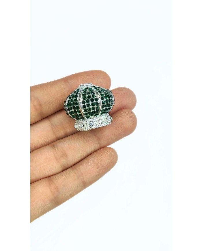 Zamak Yeşil Kristal Taşlı Kubbe Model Tesbih İmamesi Nikel – 27x23mm