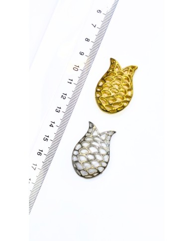 Zamak Lale Model Tesbih İmamesi Gümüş Renk - 24x35mm