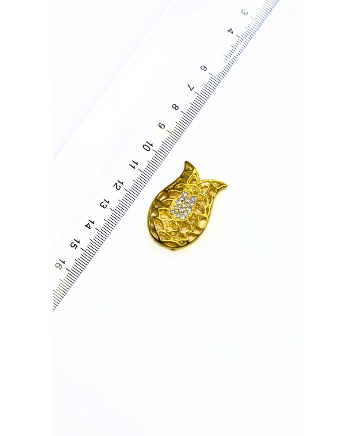 Zamak Lale Model Zirkon Taşlı Tesbih İmamesi Sarı - 24x35mm