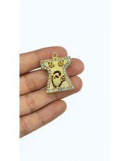 Zamak Kaftan Model Zirkon Taşlı Vav Motifli Tesbih İmamesi Sarı - 25x27mm