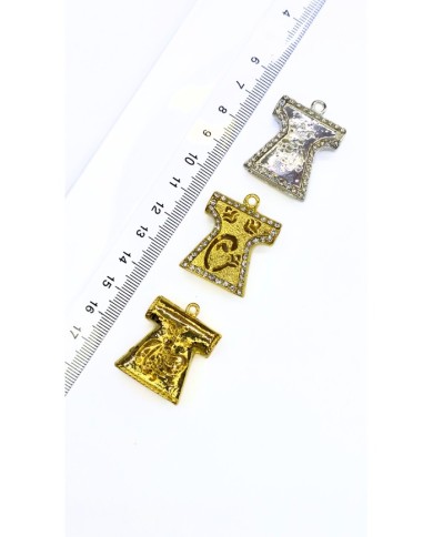 Zamak Kaftan Model Zirkon Taşlı Mevlana Motifli Tesbih İmamesi Sarı - 25x27mm