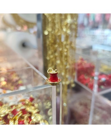 Çay Bardağı Mineli Kolye Bileklik Ucu Charm Kırmızı 1 Adet