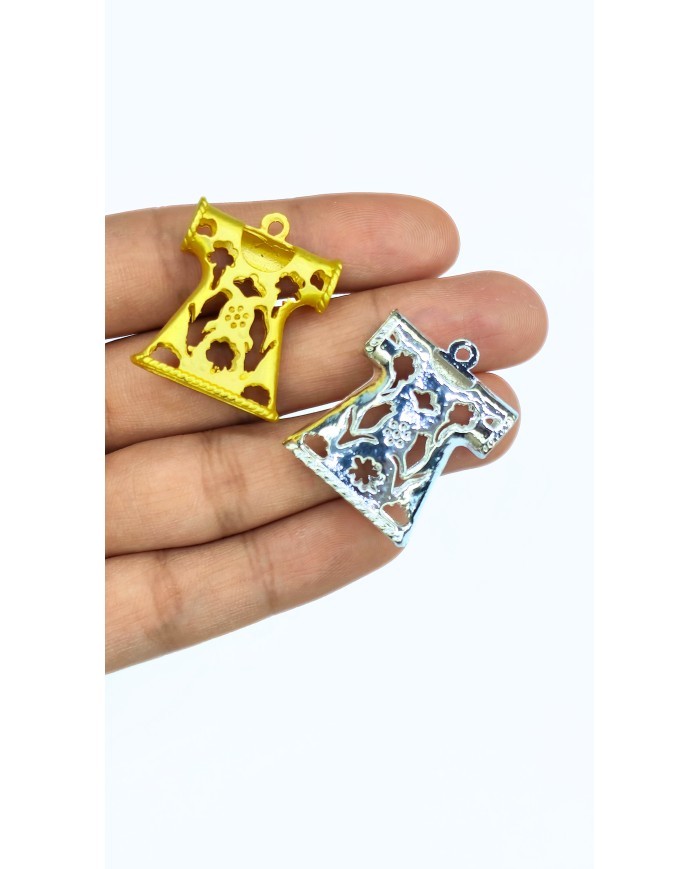 Zamak Kaftan Model Tesbih İmamesi Sarı - 25x30mm