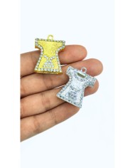 Zamak Kaftan Model Zirkon Taşlı Tesbih İmamesi Sarı - 25x27mm