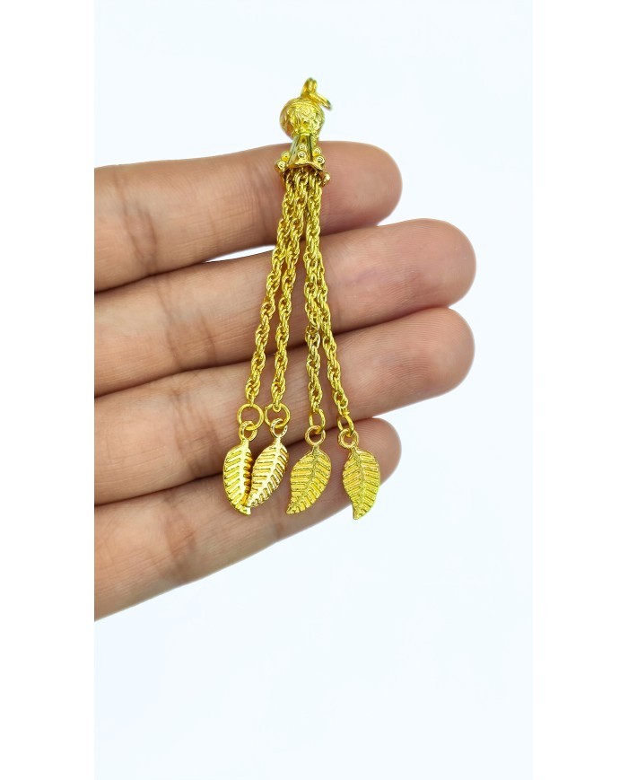 Zamak Zincir Püsküllü Yaprak Uçlu Tesbih İmamesi Sarı