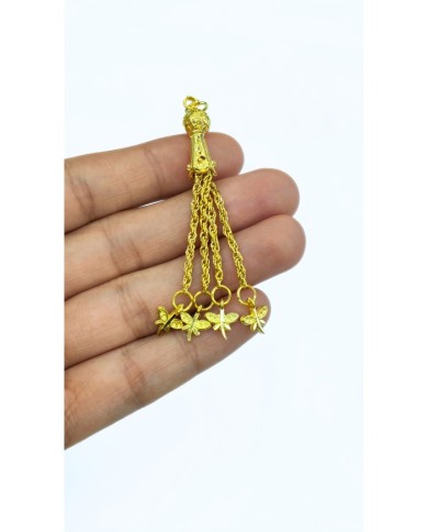 Zamak Zincir Püsküllü Yusufcuk Uçlu Tesbih İmamesi Sarı