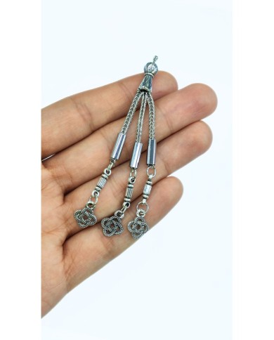 Zamak 3'lü Zincir Püsküllü Kazaz Uçlu Tesbih İmamesi Nikel