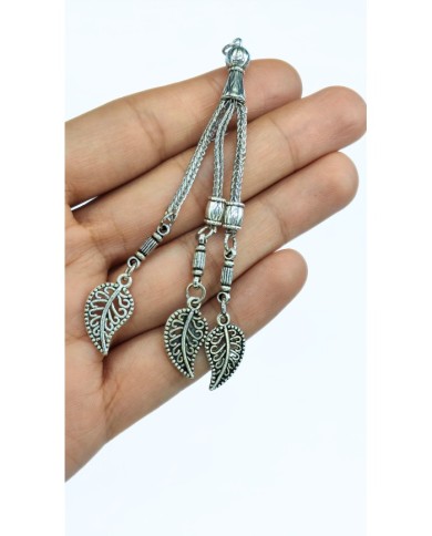 Zamak 3'lü Zincir Püsküllü Yaprak Uçlu Tesbih İmamesi Nikel