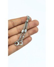 Zamak 2'li Zincir Püsküllü Ay Yıldız Uçlu Tesbih İmamesi Nikel