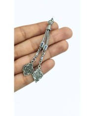 Zamak 2'li Zincir Püsküllü Göktürk Uçlu Tesbih İmamesi Nikel