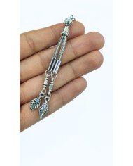 Zamak 2'li Zincir Püsküllü Zırh Uçlu Tesbih İmamesi Nikel