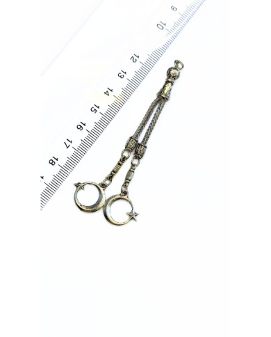 Zamak 2'li Zincir Püsküllü Zırh Uçlu Tesbih İmamesi Nikel