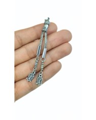 Zamak 2'li Zincir Püsküllü Lale Uçlu Tesbih İmamesi Nikel