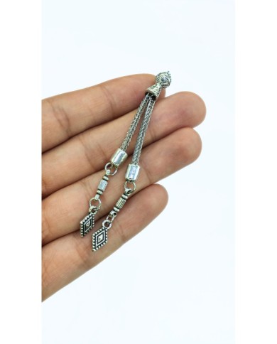 Zamak 2'li Zincir Püsküllü Baklava Uçlu Tesbih İmamesi Nikel