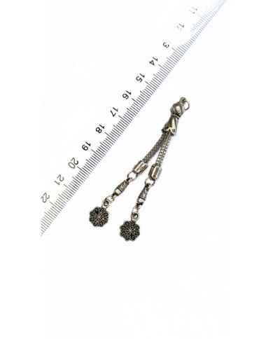 Zamak 2'li Zincir Püsküllü Baklava Uçlu Tesbih İmamesi Nikel