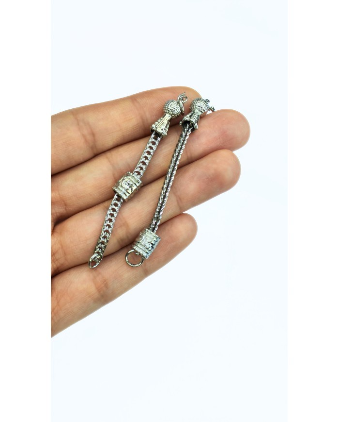 Zamak Tek Zincir Tesbih Püskülü İmameli Nikel