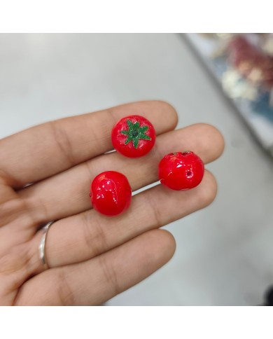 Plastik Kırmızı Domates Figürlü Kolye Bileklik Ucu Charm 1 Adet