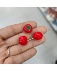 Plastik Kırmızı Domates Figürlü Kolye Bileklik Ucu Charm 1 Adet