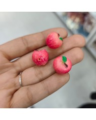 Plastik Pembe Elma Figürlü Kolye Bileklik Ucu Charm 1 Adet