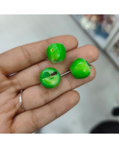 Plastik Yeşil Elma Figürlü Kolye Bileklik Ucu Charm 1 Adet