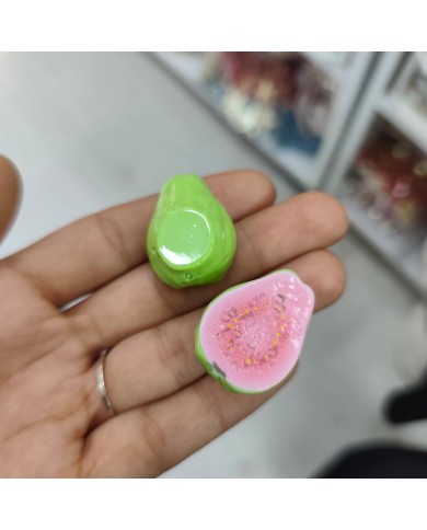 Plastik Yeşil Guava Meyve Figürlü Kolye Bileklik Ucu Charm 1