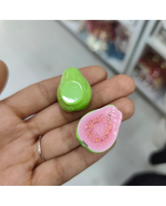 Plastik Yeşil Guava Meyve Figürlü Kolye Bileklik Ucu Charm 1