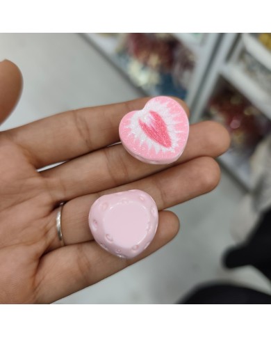 Plastik Pembe Çilek Meyve Figürlü Kolye Bileklik Ucu Charm 1 Adet
