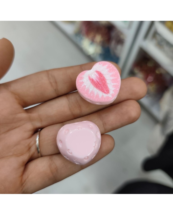 Plastik Pembe Çilek Meyve Figürlü Kolye Bileklik Ucu Charm 1 Adet