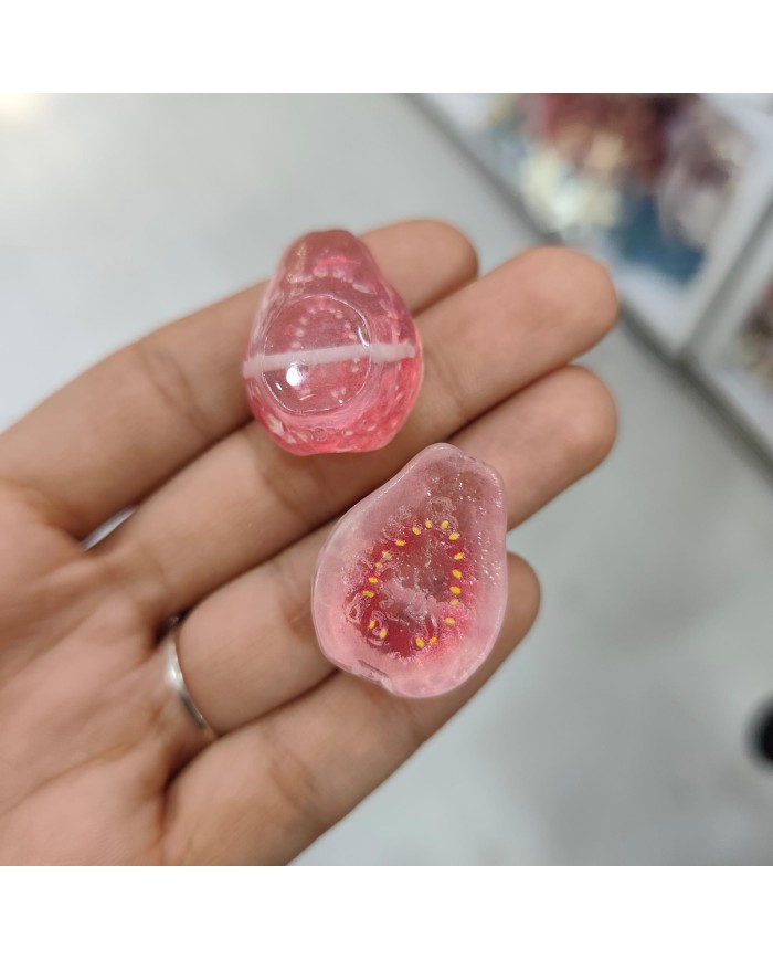 Plastik Şeffaf İncir Meyve Figürlü Kolye Bileklik Ucu Charm 1 Adet
