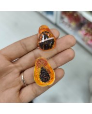 Plastik Şeffaf Papaya Meyve Figürlü Kolye Bileklik Ucu Charm 1 Adet