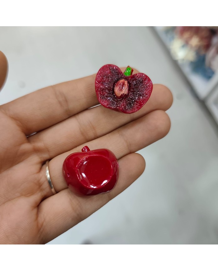 Plastik Kırmızı Vişne Meyve Figürlü Kolye Bileklik Ucu Charm 1 Adet