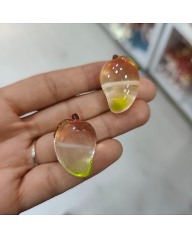 Plastik Şeffaf Mango Meyve Figürlü Kolye Bileklik Ucu Charm 1 Adet