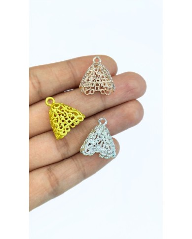 Zamak Tesbih Püskül Başlığı Tel Kırma Model Sarı Renk - 18x20mm