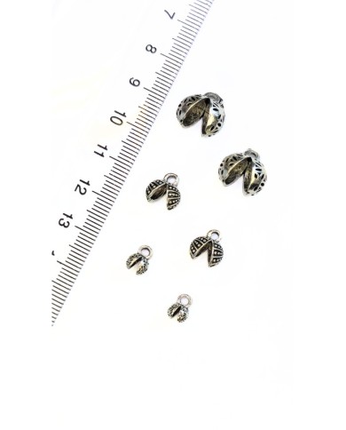 Zamak Tesbih Düğüm Midye Kapama Noktalı Orta Nikel - 9x10mm