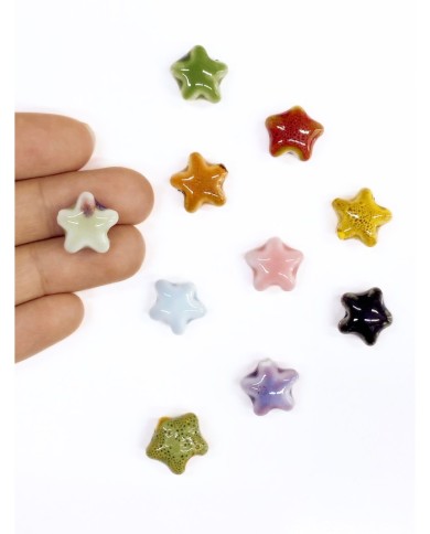 Seramik Boncuk Sarı Mini Yıldız 15mm