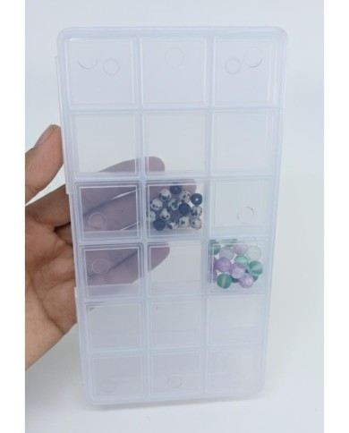 Şeffaf Boncuk Kutusu Organizer Kilitli Dikdörtgen - 18 Gözlü